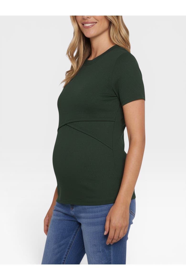 Crew Neck Cross Over Nursing Short Sleeve Top, Alternate, color, Deep Depths