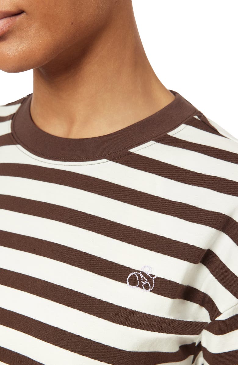 Scotch & Soda Boxy Yarn Dye Stripe T-Shirt, Alternate, color, Hot Fudge/Sugar Swiz