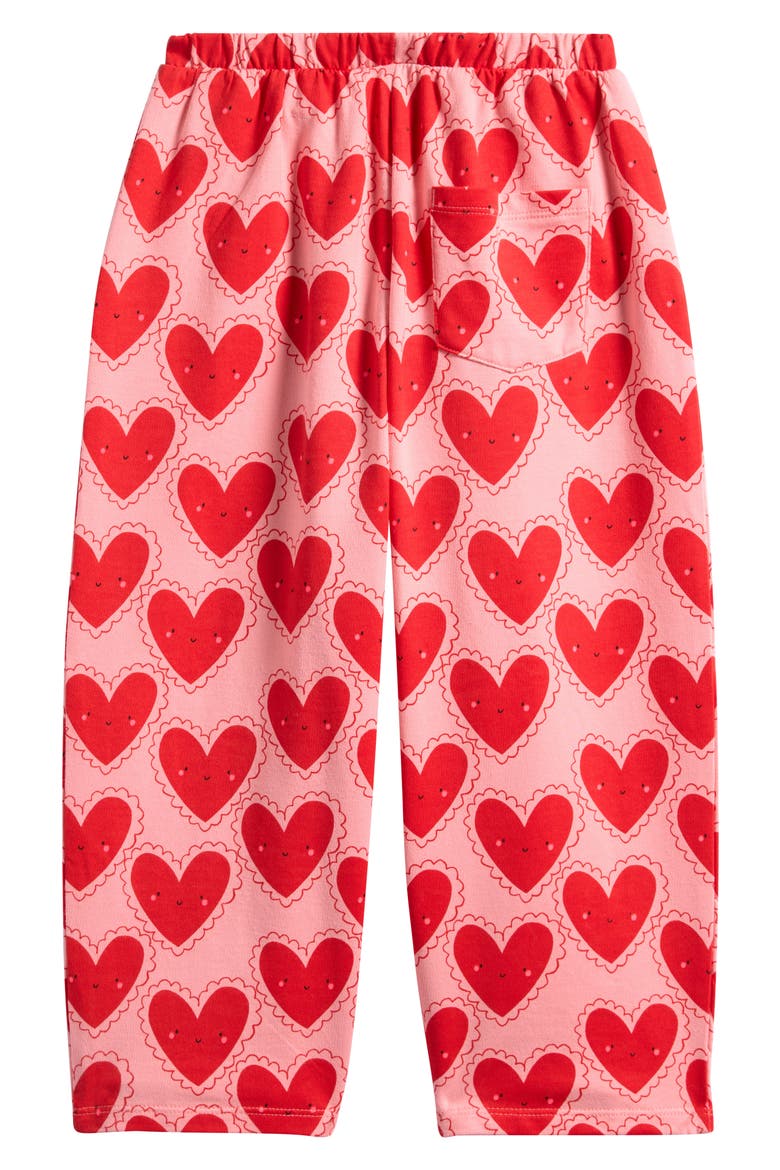 Kids' Happy Hearts Cotton Pants, Alternate, color, RED