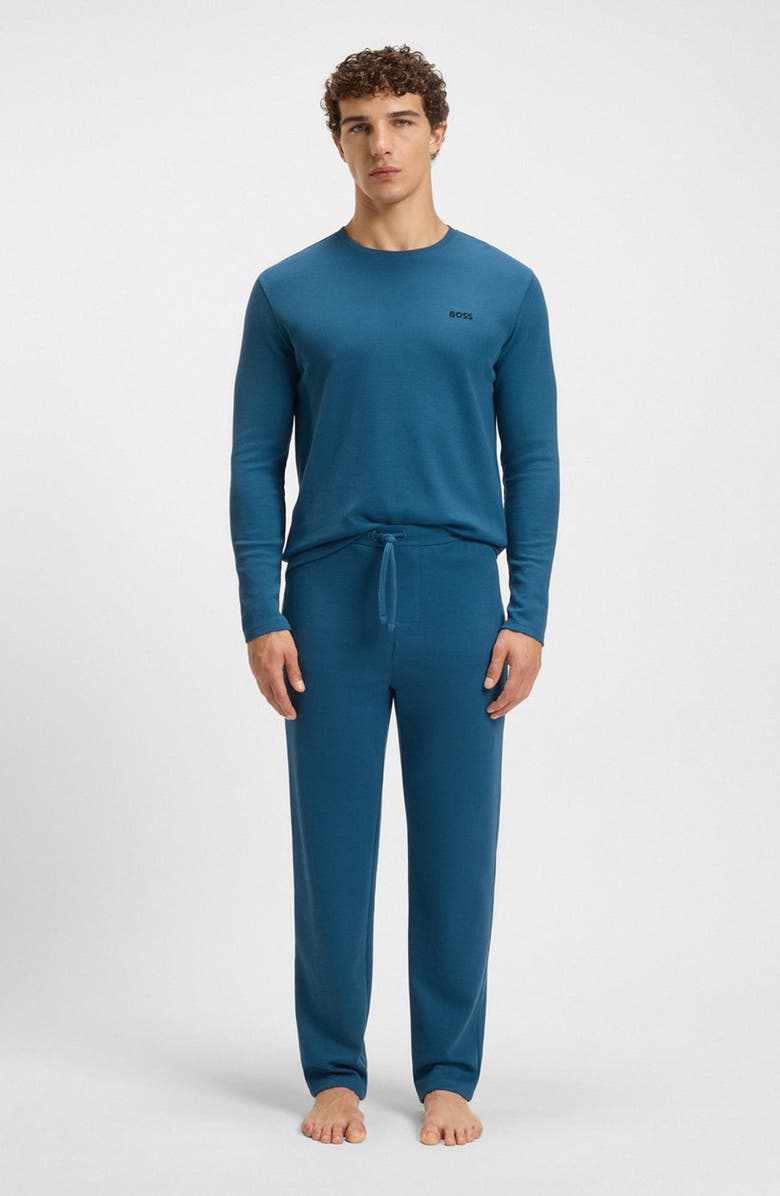 BOSS Waffle Knit Lounge Pants, Alternate, color, Open Blue