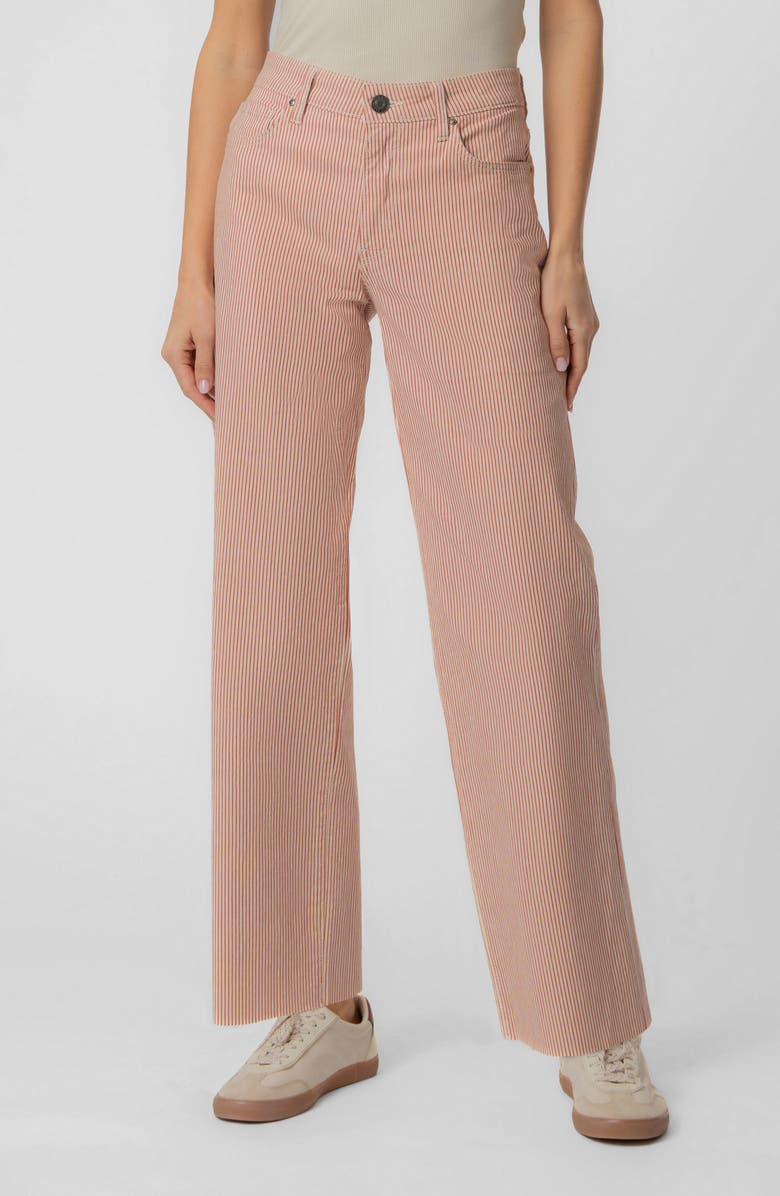 KUT from the Kloth Stripe Raw Hem High Waist Ankle Wide Leg Jeans, Main, color,