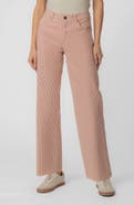 KUT from the Kloth Stripe Raw Hem High Waist Ankle Wide Leg Jeans