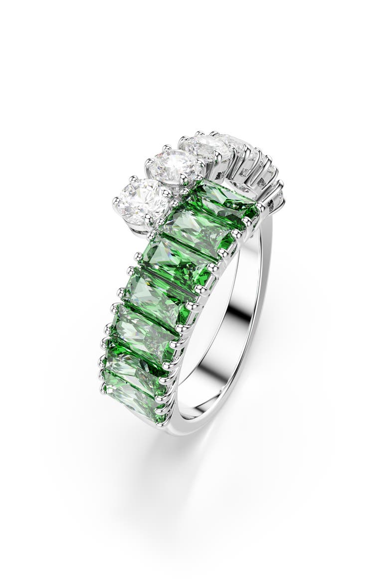 Matrix Bypass Ring, Alternate, color, GREEN/ SILVER