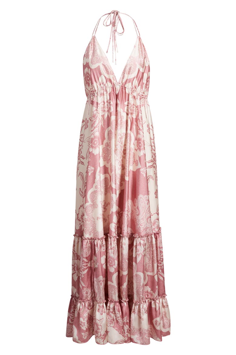 The Davina Paisley Halter Maxi Dress, Alternate, color, FOXGLOVE