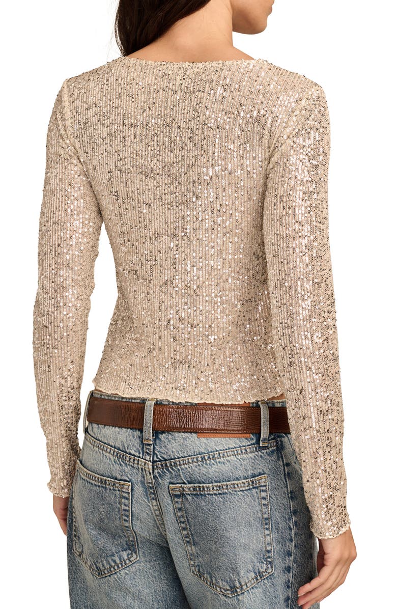 Lucky Brand Sequin Long Sleeve Layering Top, Alternate, color, Champagne Sequin