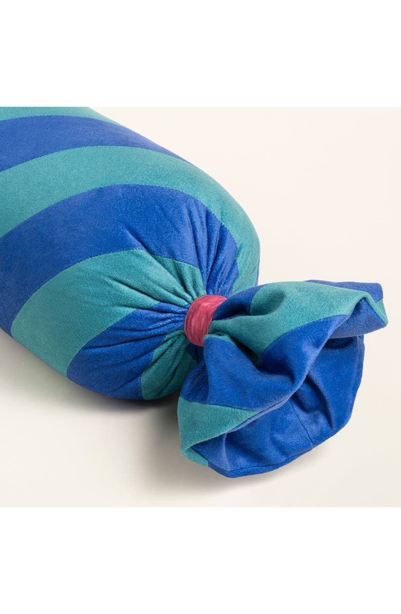 Zsa Zsa Zsu Hansi Bias-Cut Ruffled 100% Polyester Velvet Cushion 7X24 In, Alternate, color, Blue-Green