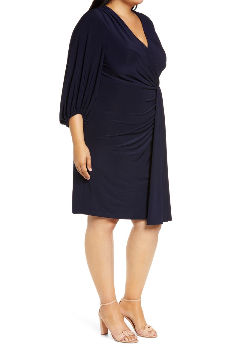 Wrap Front Cocktail Dress, Alternate, color, NAVY