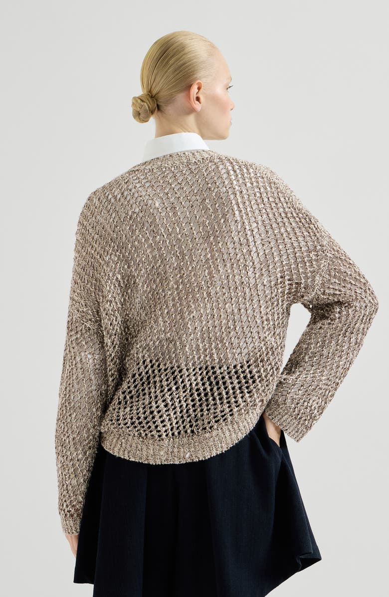 Brunello Cucinelli Dazzling chiné net sweater, Alternate, color, Rope