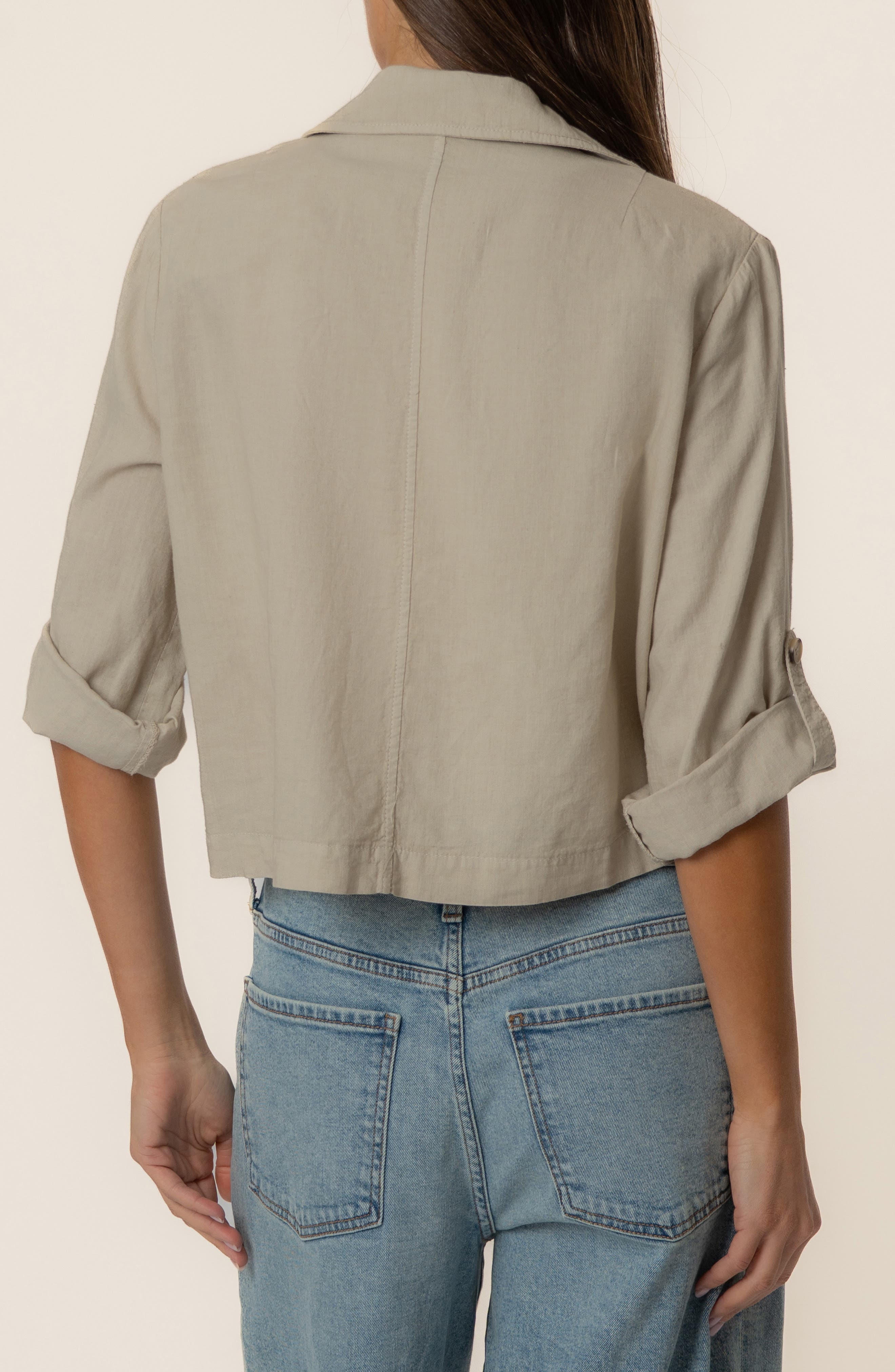 Nadine Crop Open Front Linen Blend Jacket (Women) | Nordstrom