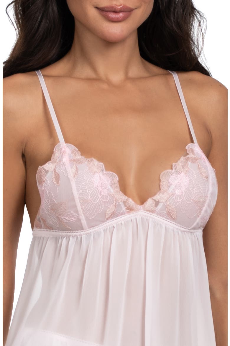 Emmy Lace Trim Chiffon Short Pajamas, Alternate, color, ROSEWATER