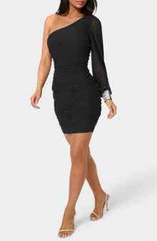 bebe Embellished Cuff One-Shoulder Minidress