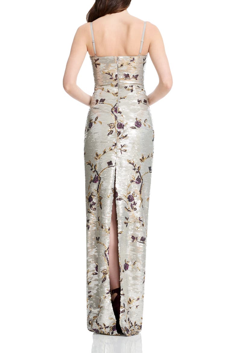 Cammie Sequin Floral Gown, Alternate, color, PEARL MULTI