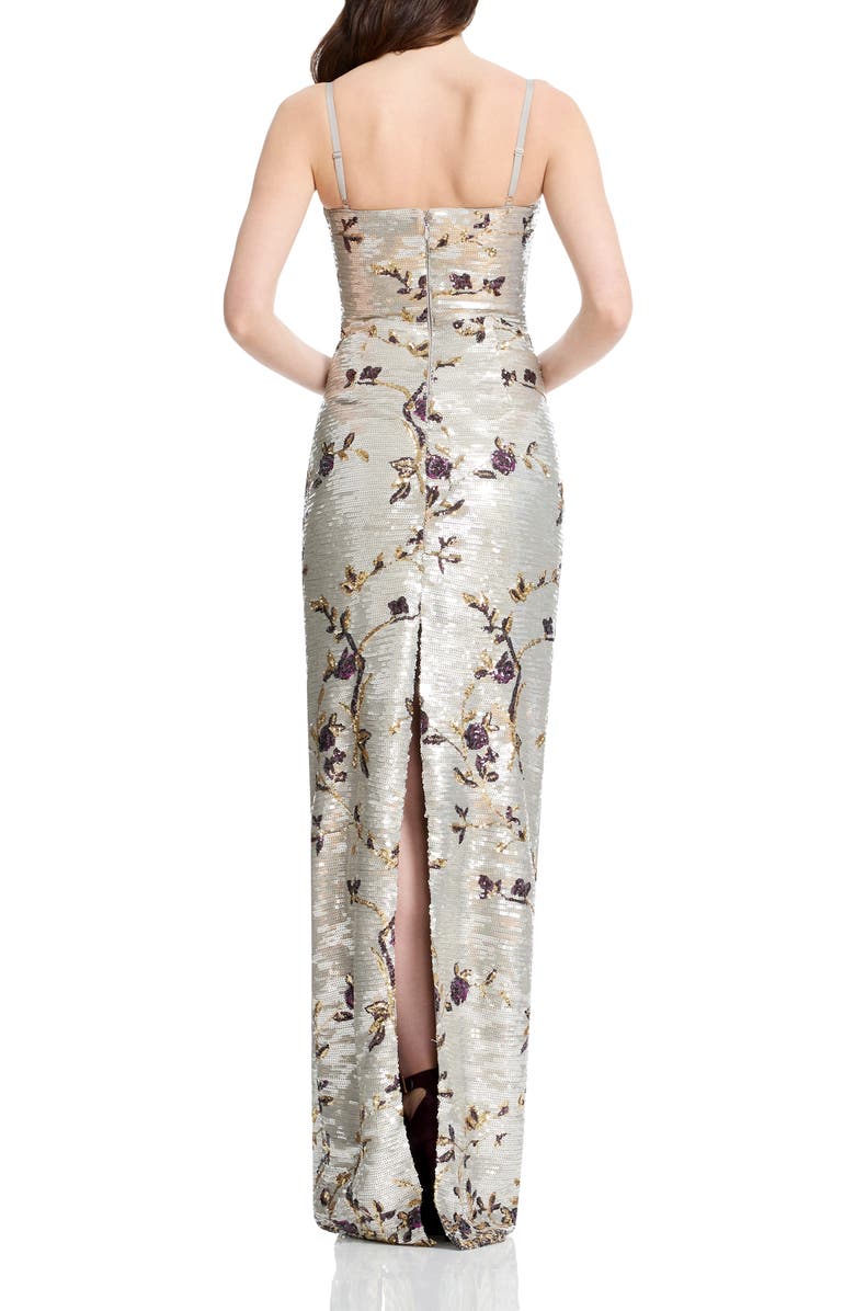 Dress the Population Cammie Sequin Floral Gown, Alternate, color, Pearl Multi