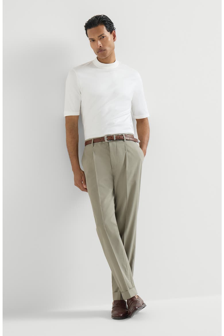 Trousers with pleats, Alternate, color, Khaki