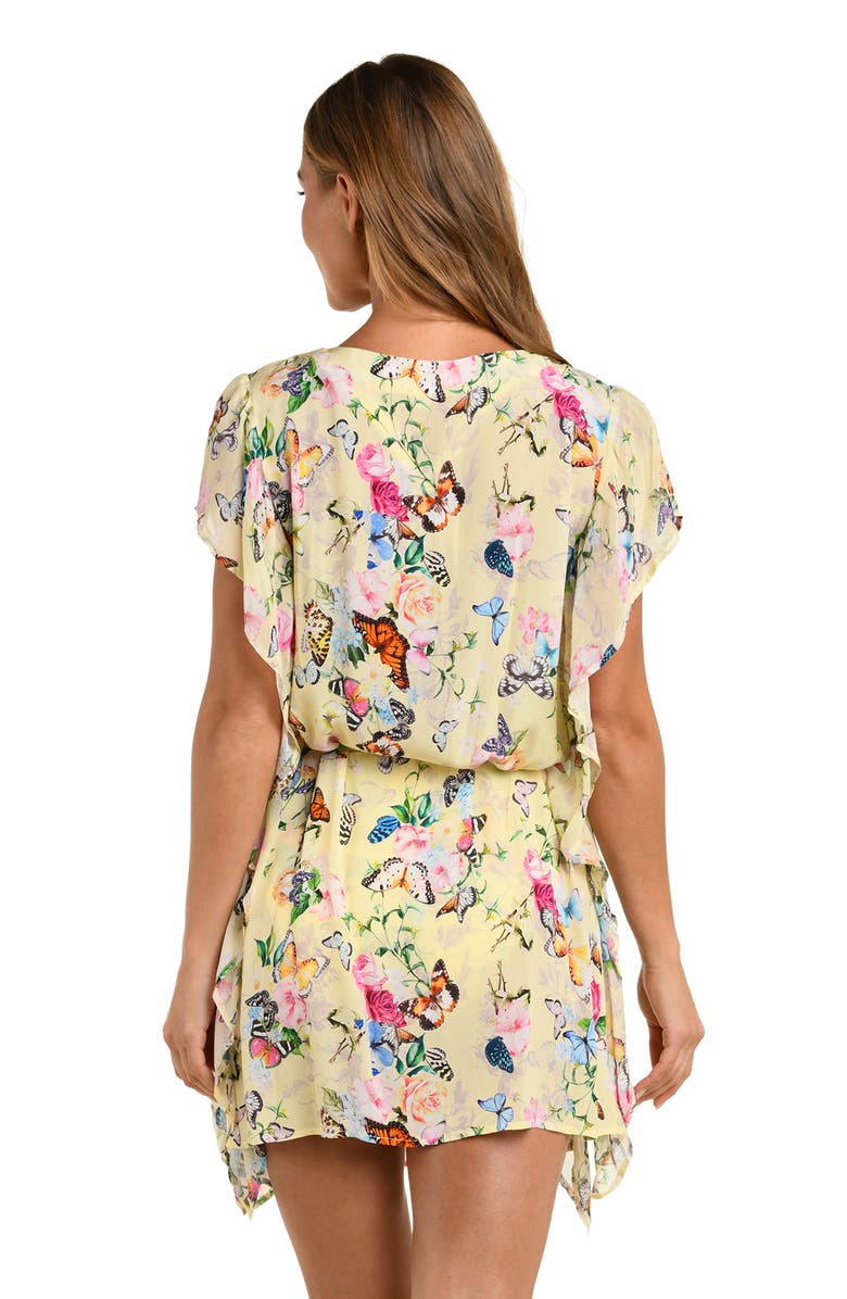 L'AGENCE Alia Garden Butterflies Chiffon Cover-Up Tunic, Alternate, color, Yellow Multi