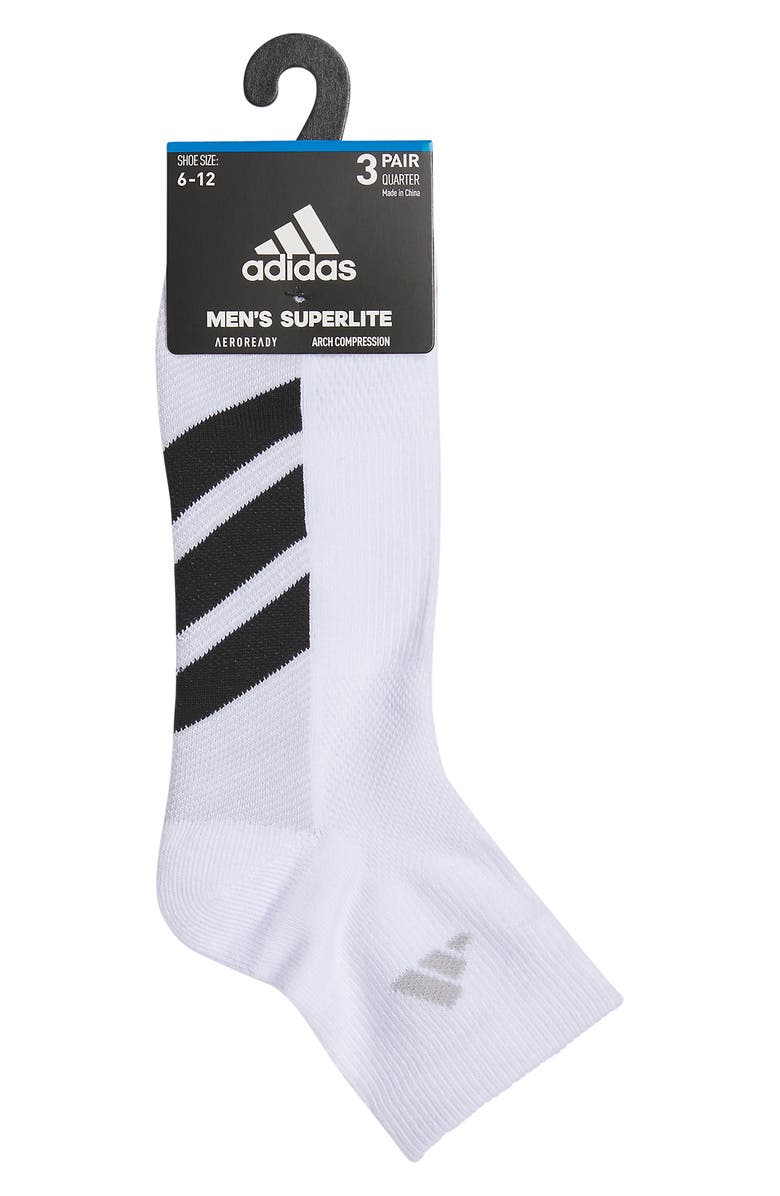 adidas Superlite All Day 3-Pack AEROREADY Quarter Training Socks, Alternate, color, White/ Black/ Clear Grey