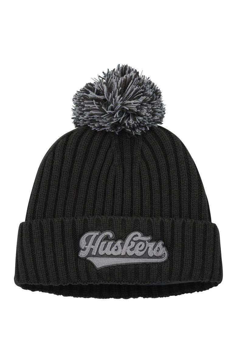 adidas Men's adidas Charcoal Nebraska Huskers Modern Cuffed Knit Hat with Pom, Main, color, 