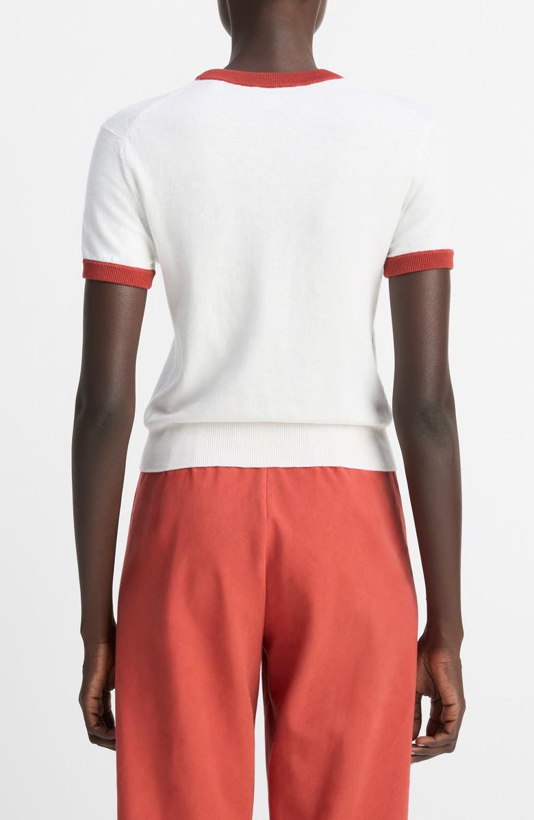 Vince Ringer Short Sleeve Sweater, Alternate, color, Off White/ Brick Ros