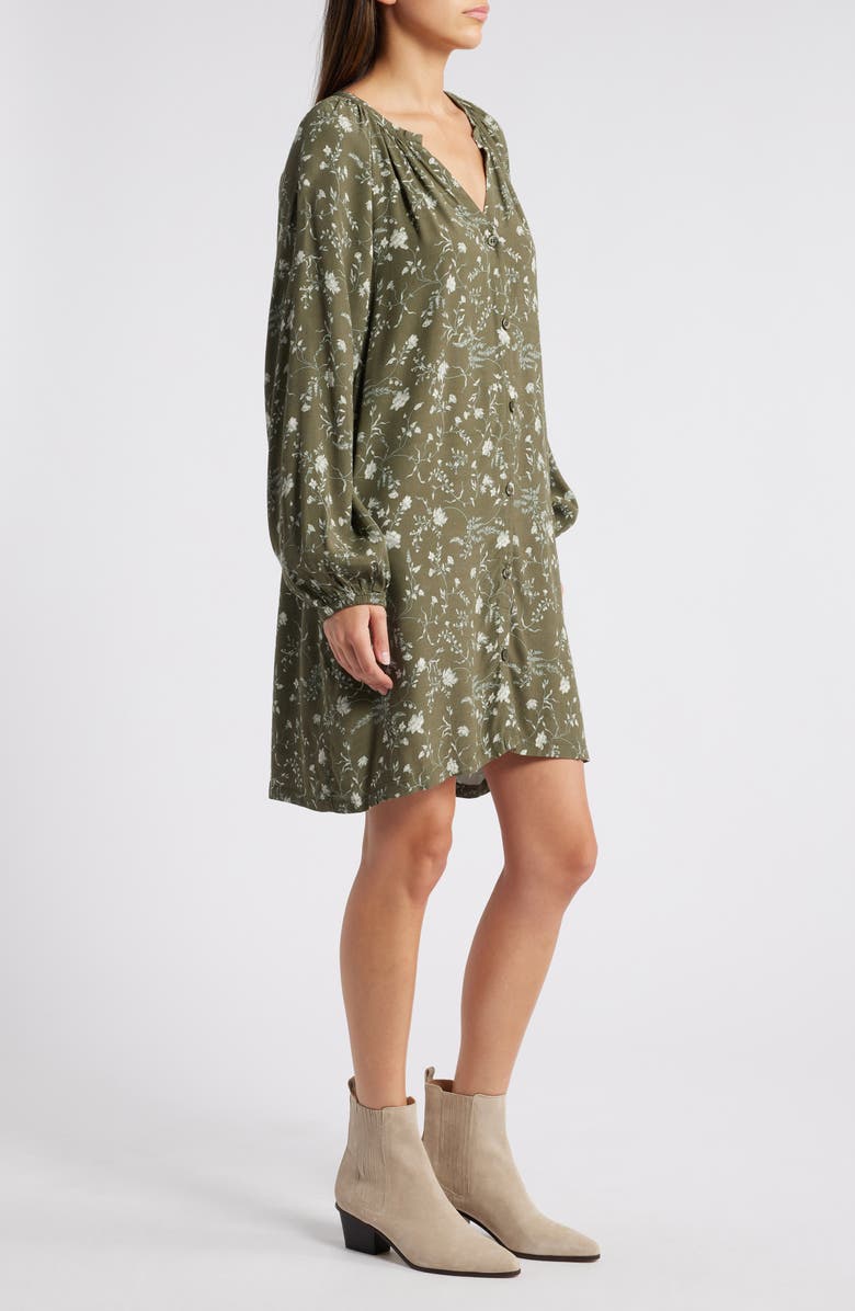 Treasure & Bond Flowy Button Front Minidress, Alternate, color, Olive- Green Wild Vine