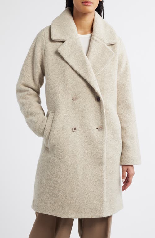 Eileen Fisher Double Breasted Recycled Wool Blend Bouclé Coat in Maple Oat 