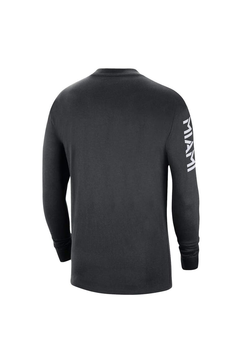 Men's Jordan Brand Black Miami Heat Courtside Max 90 Vintage Wash Statement Edition Long Sleeve T-Shirt, Alternate, color, Black