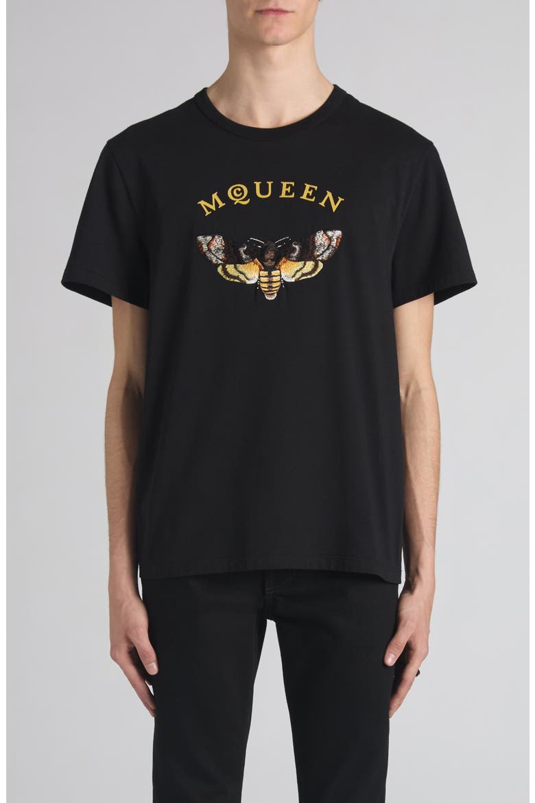 Logo Embroidered T-Shirt, Main, color, BLACK/ YELLOW
