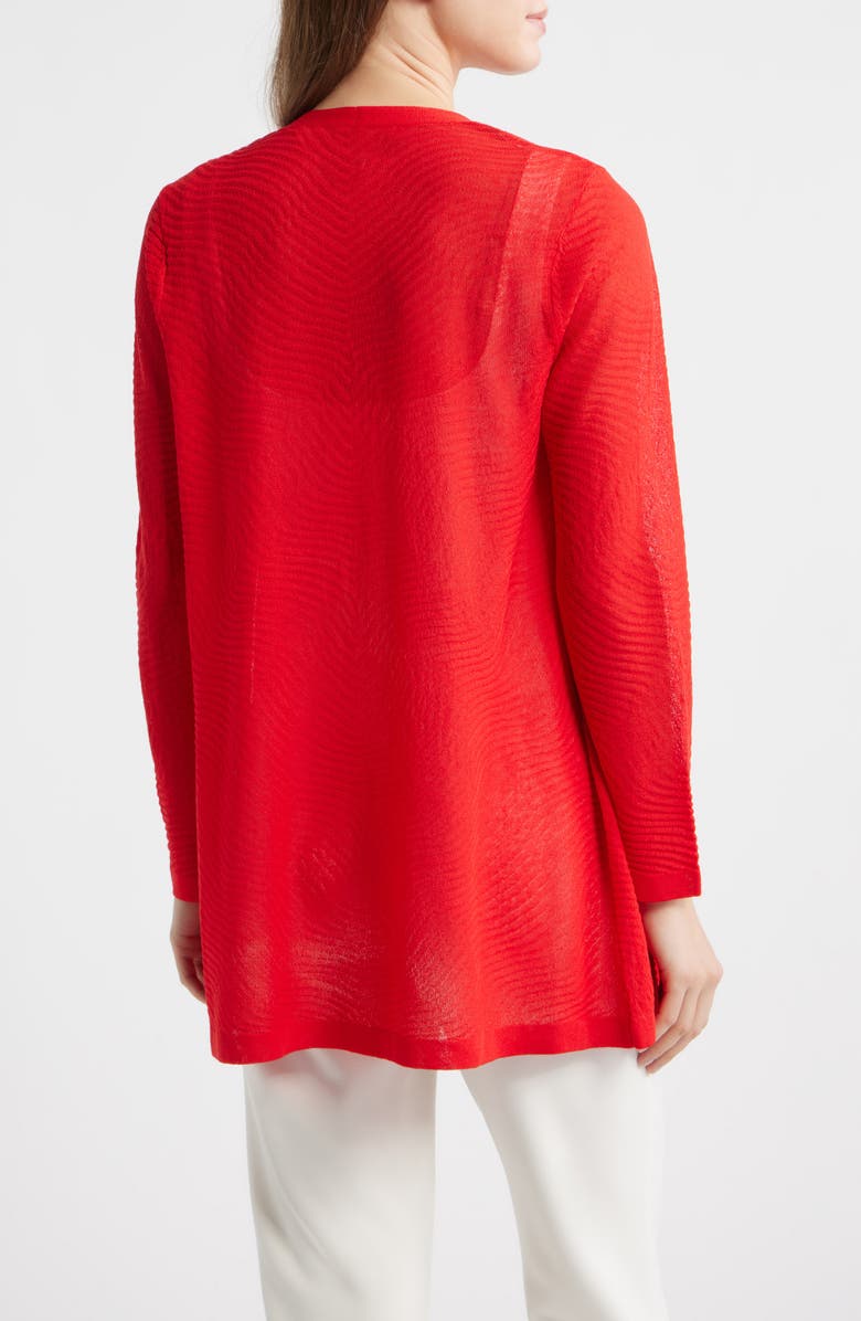 Anne Klein Texture Stitch Sheer Long Cardigan, Alternate, color, Begonia Red