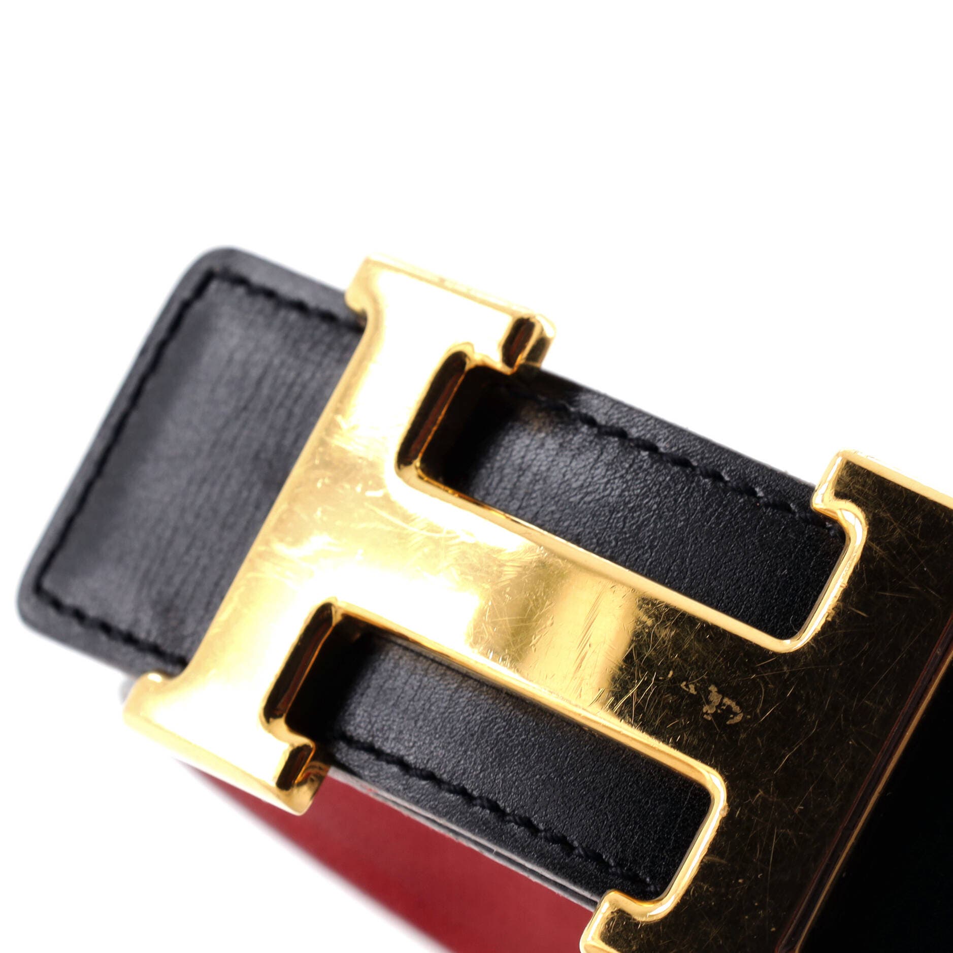 Pre-Owned Hermes Constance Reversible Belt Leather Medium, Alternate, color, Black