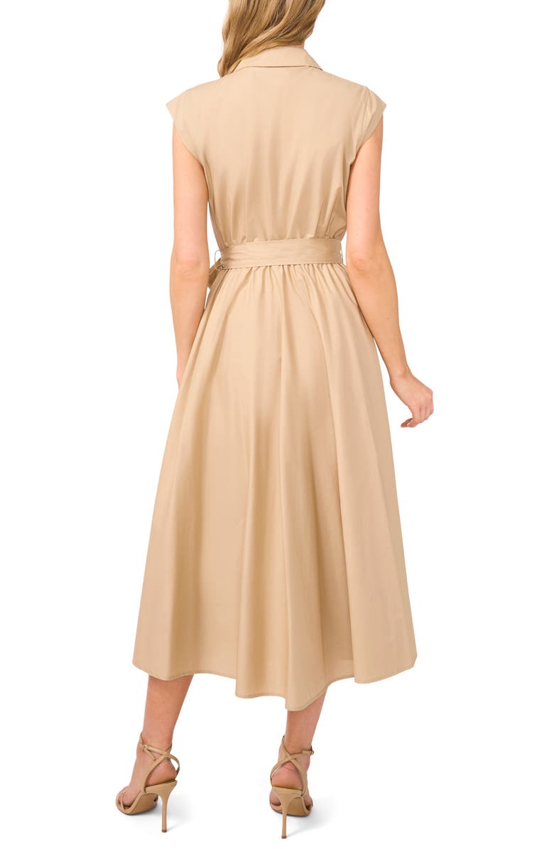 CeCe Short Sleeve Cotton Midi Shirtdress, Alternate, color, Hazelnut