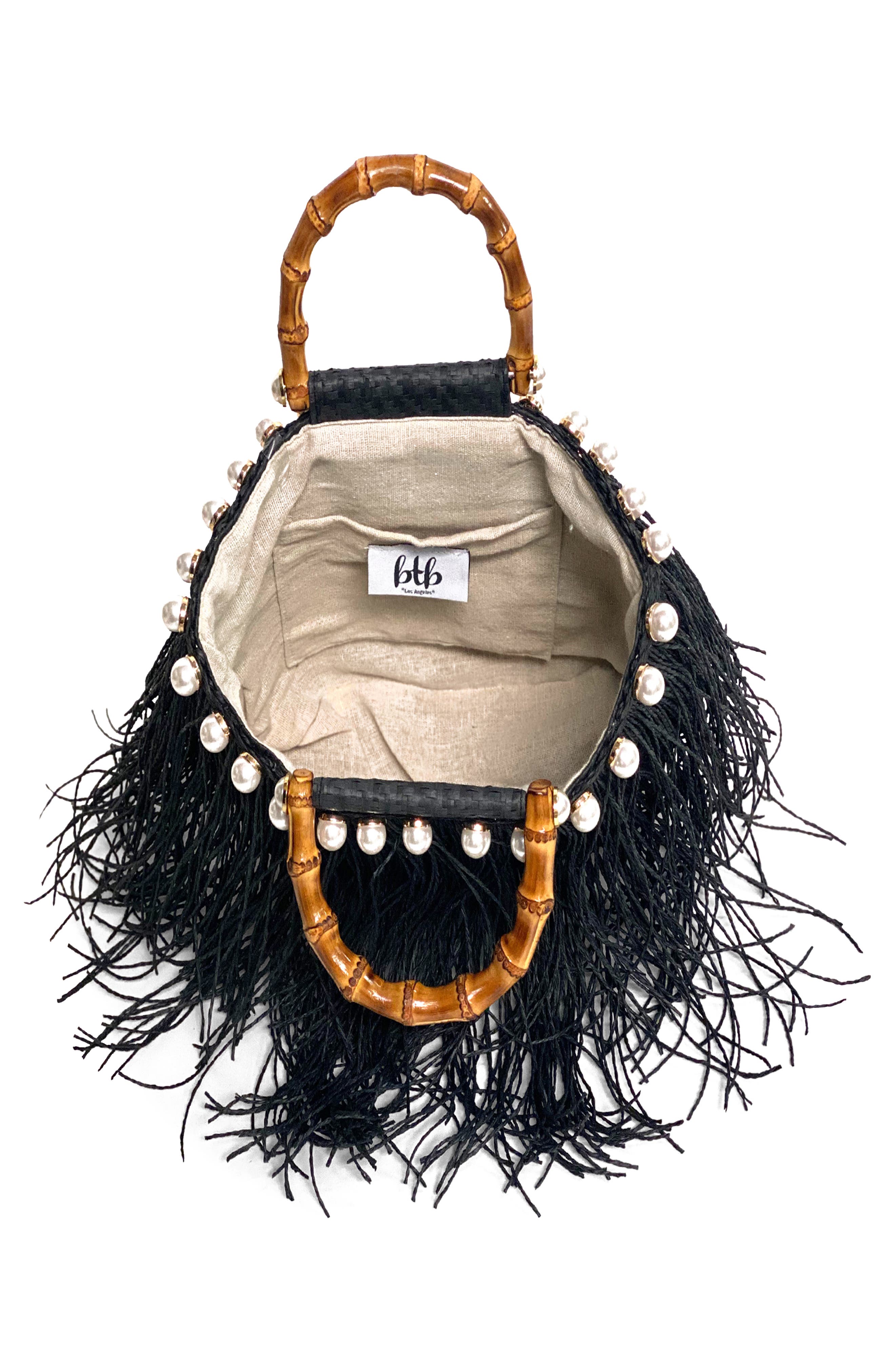 BTB Los Angeles Kiki Fringe Straw Clutch, Alternate, color, 