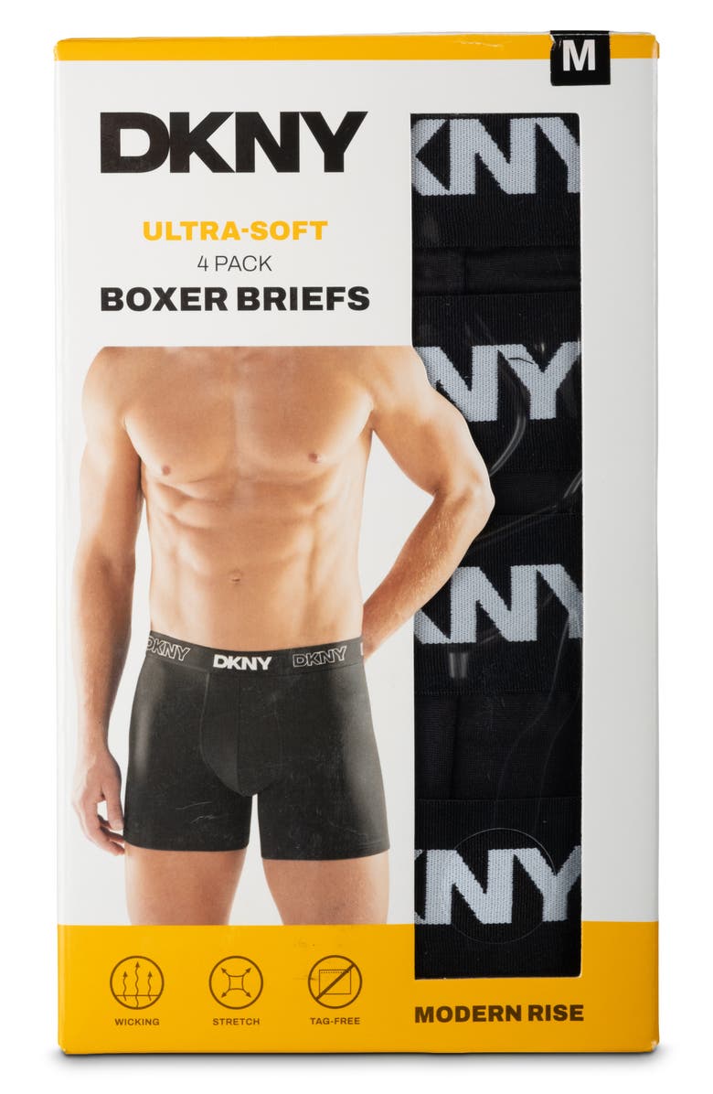 DKNY Pack of Four Boxer Briefs, Alternate, color, Black/Black/Black/Black