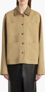 Khaite Wyatt Suede Collar Cotton Gabardine Chore Coat