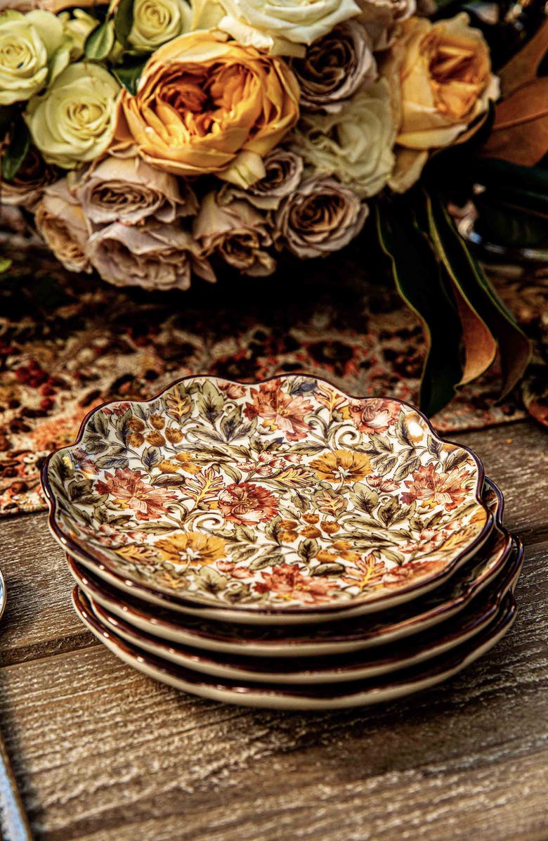 Juliska Willa Set of 4 Cocktail Plates, Alternate, color, Amber