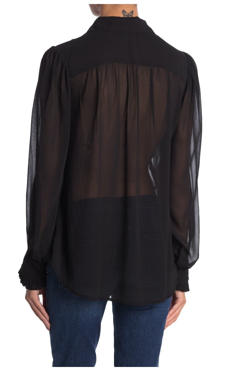 7 For All Mankind Ruffle Yoke Sheer Blouse, Alternate, color,