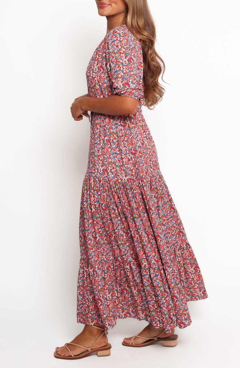 Petal & Pup Kelda Floral Tiered Maxi Dress, Alternate, color, Blue Ditsy Floral