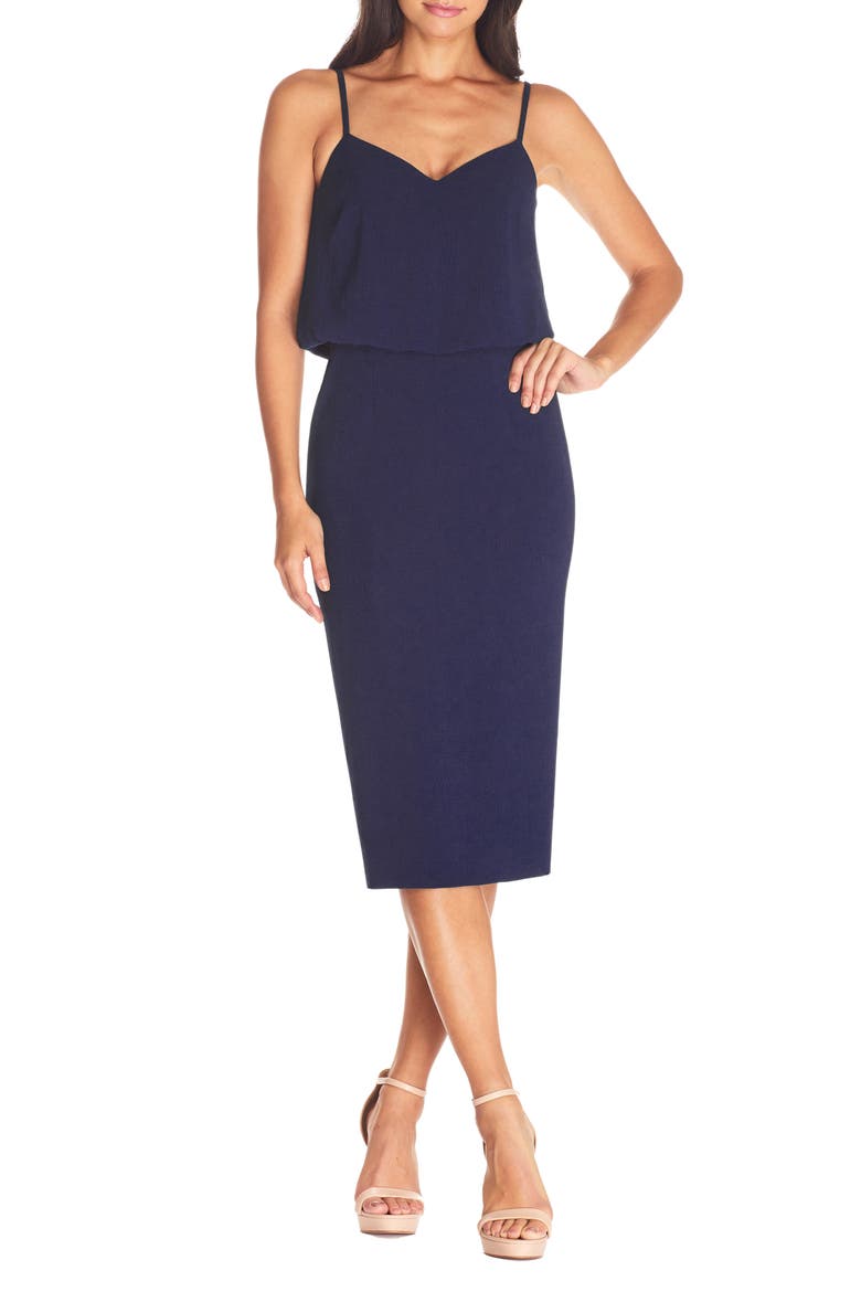 Alondra Blouson Sheath Dress, Main, color, MIDNIGHT BLUE