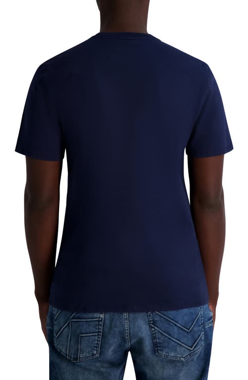 Karl Lagerfeld Paris Rubberized Karl Cotton Graphic T-shirt In Navy