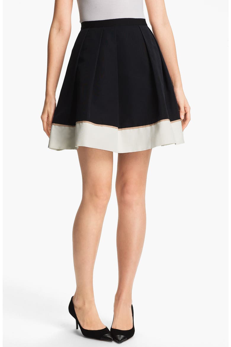 Hem Detail Faille Skirt (Nordstrom Exclusive), Main, color, BLACK/ NOUGAT/ IVORY