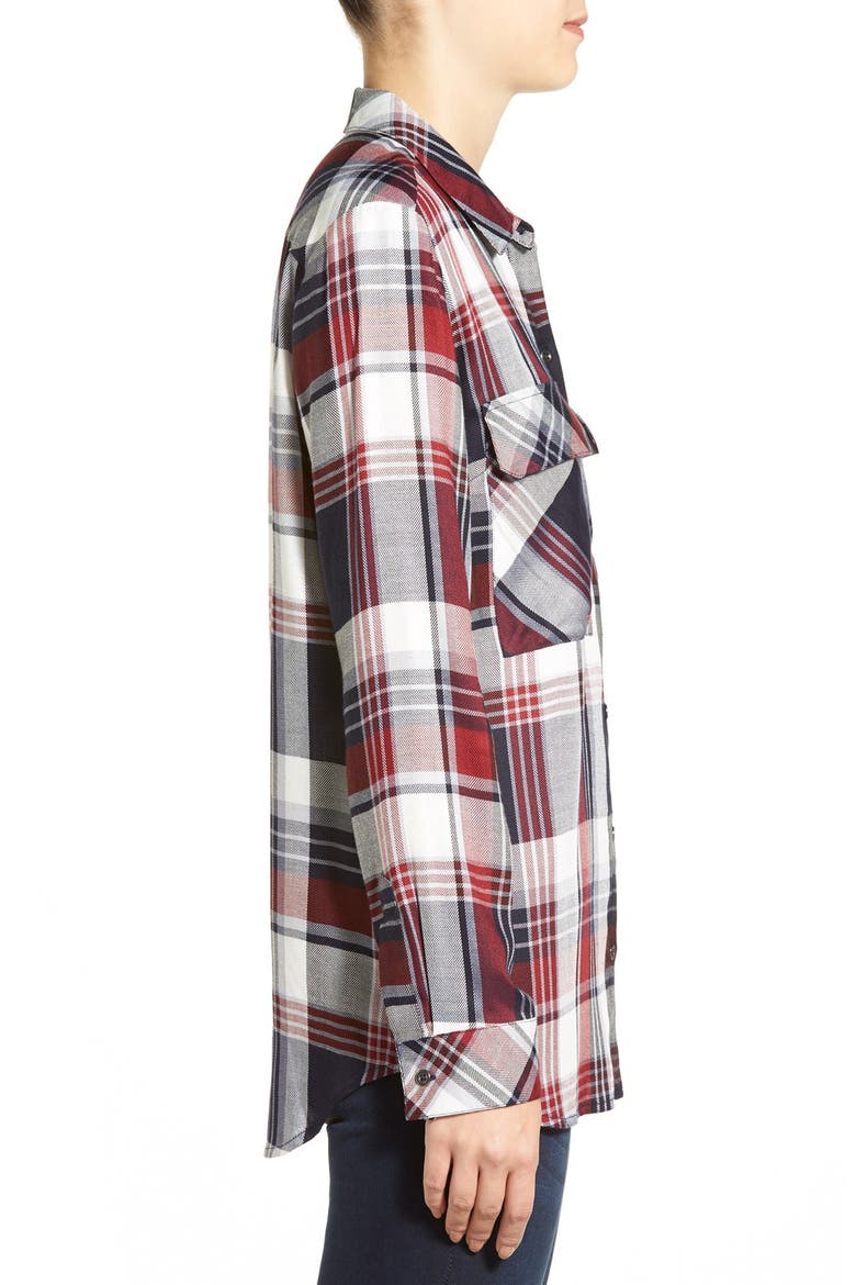 'Nora' Plaid Cotton Shirt, Alternate, color, MARSALA