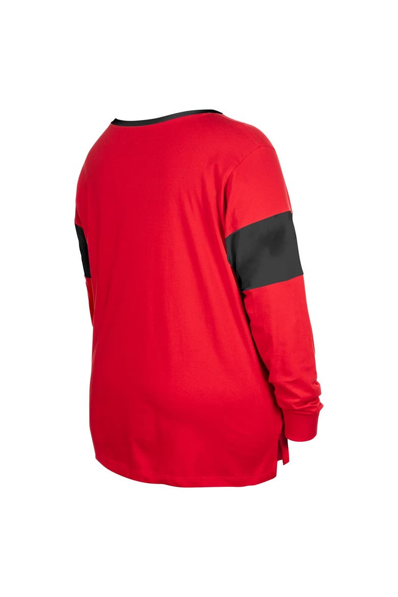 Women's New Era Red Kansas City Chiefs Plus Size Lace-Up Notch Neck Long Sleeve T-Shirt, Alternate, color, Red