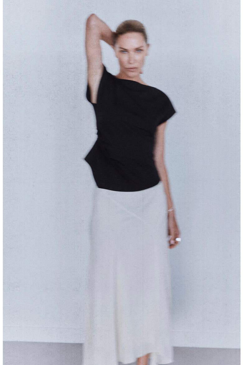 Asymmetric Cotton T-Shirt, Main, color, BLACK