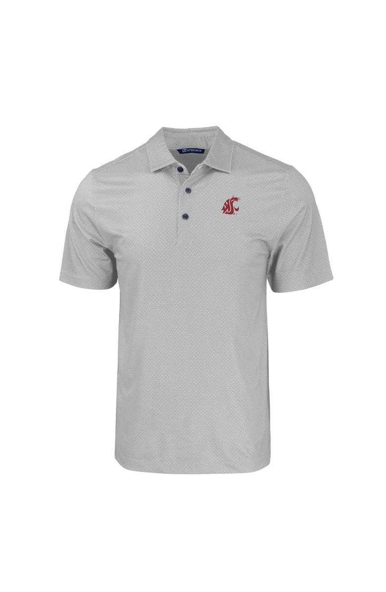 Cutter & Buck Men's Cutter & Buck Gray Washington State Cougars Pike Eco Tonal Geo Print Stretch Recycled Polo, Alternate, color, 