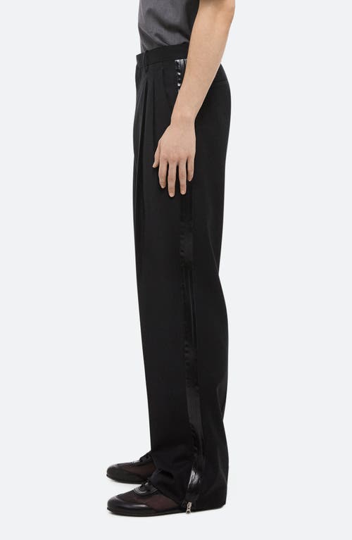 Helmut Lang Pleated Side Zip Wool Trousers In Black