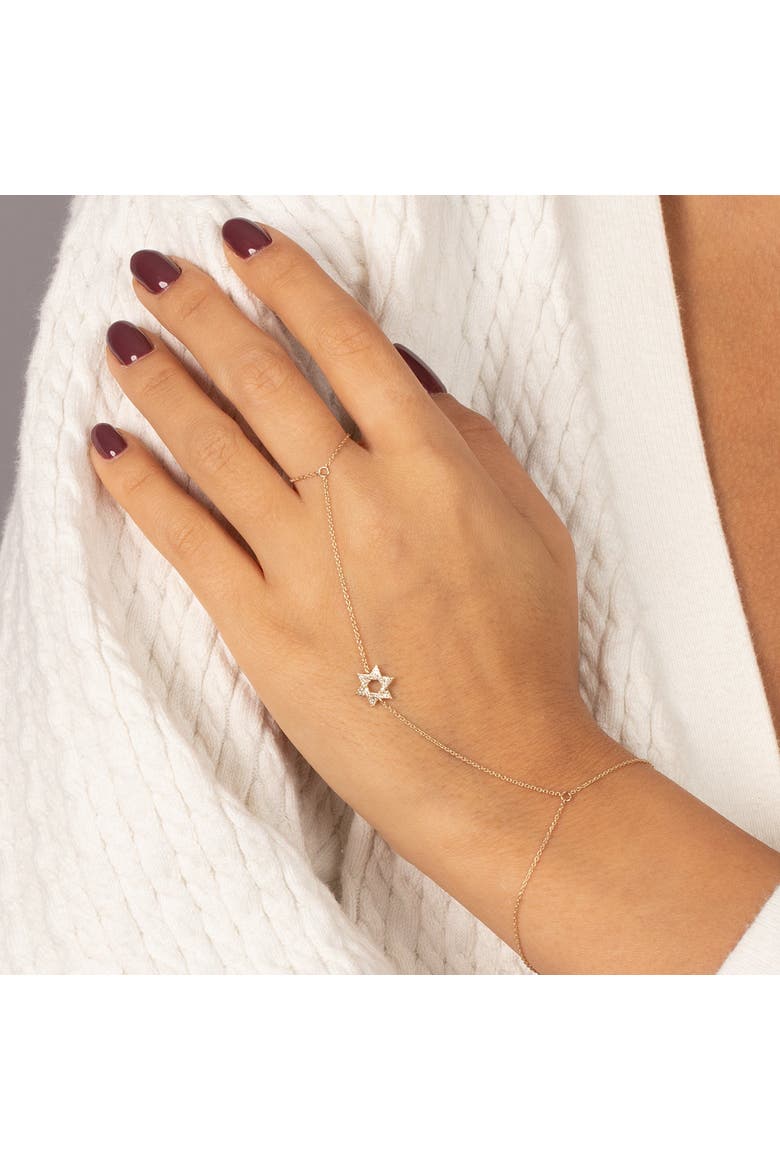 Diamond Star of David Hand Chain 14K, Alternate, color, 14K Gold