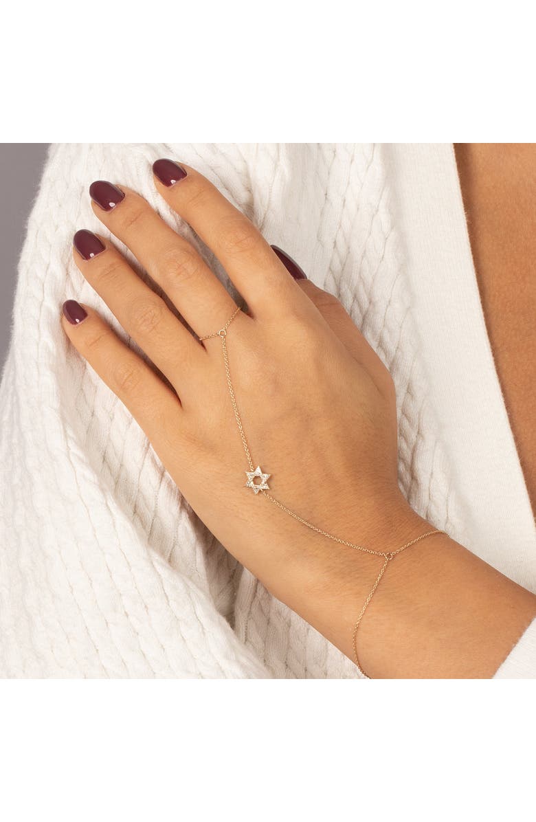 BY ADINA EDEN Diamond Star of David Hand Chain 14K, Alternate, color, 14K Gold