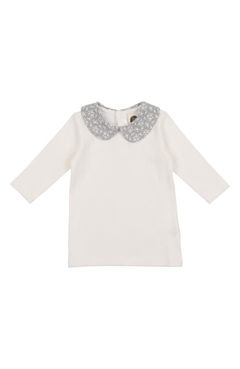Kids' Floral Peter Pan Collar Cotton Blend Rib Top (Toddler)
