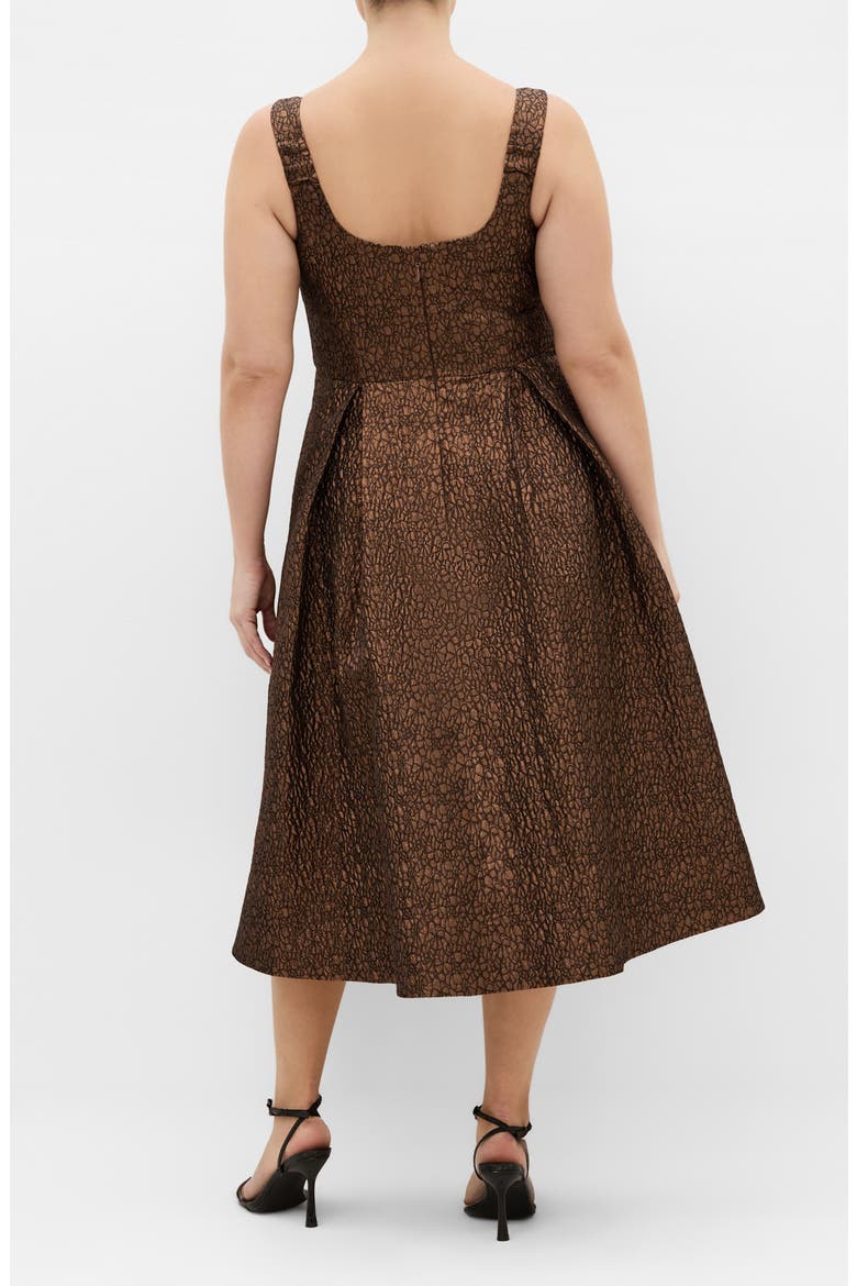 Rosella Jacquard Fit & Flare Midi Dress, Alternate, color, METALLIC BRONZE