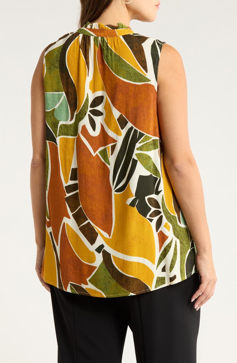 SUGARLIPS Reina Tropical Print Sleeveless Top, Alternate, color, Brown-Orange