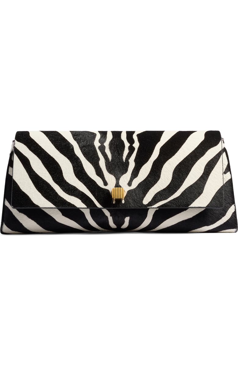 Khaite Audrey Genuine Calf Hair Clutch, Main, color, Black / White 294