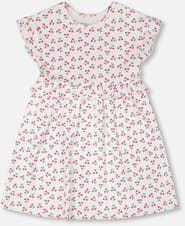 Deux par Deux Cotton Rib Cherries Short Sleeve Dress